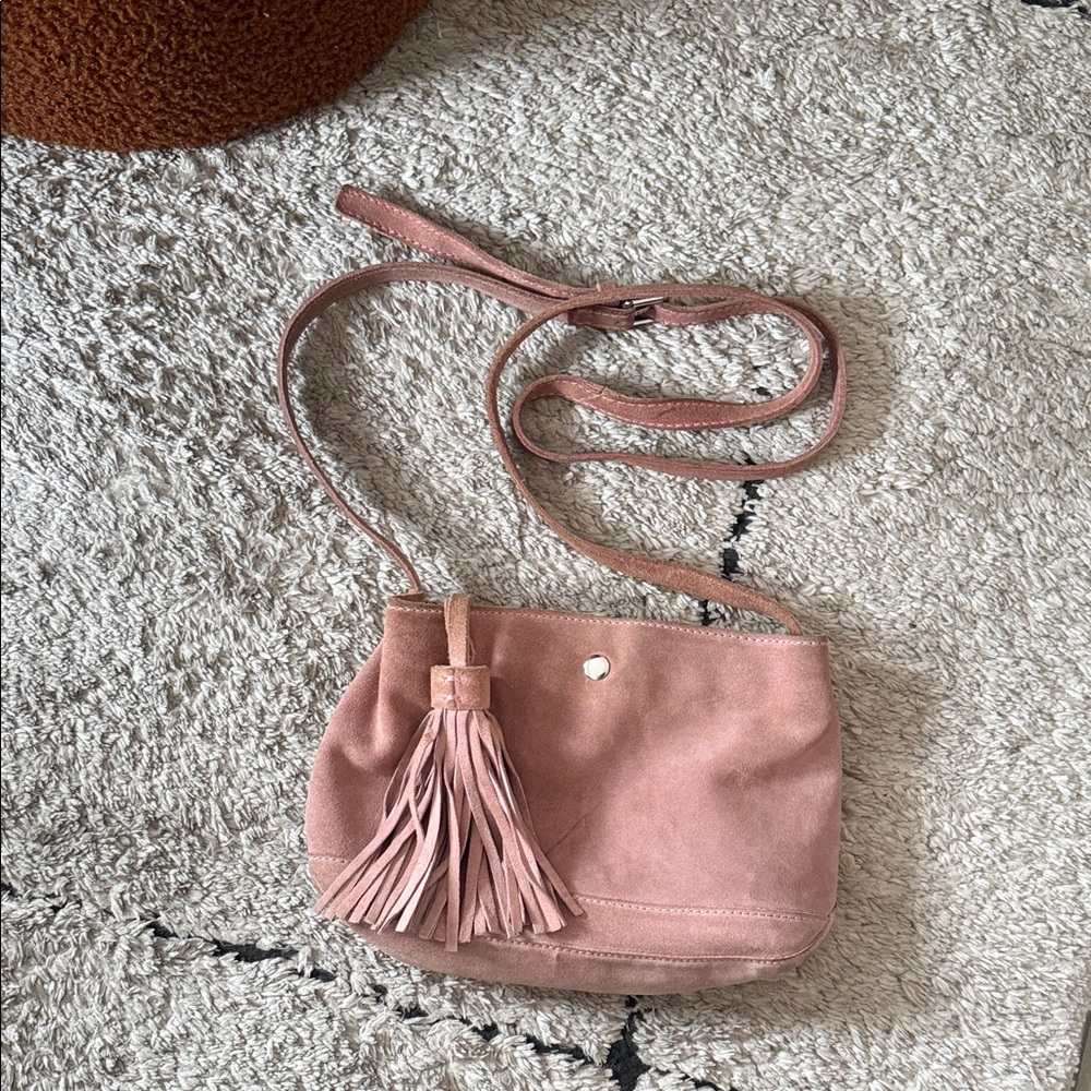 Pink Suede Crossbody Bag